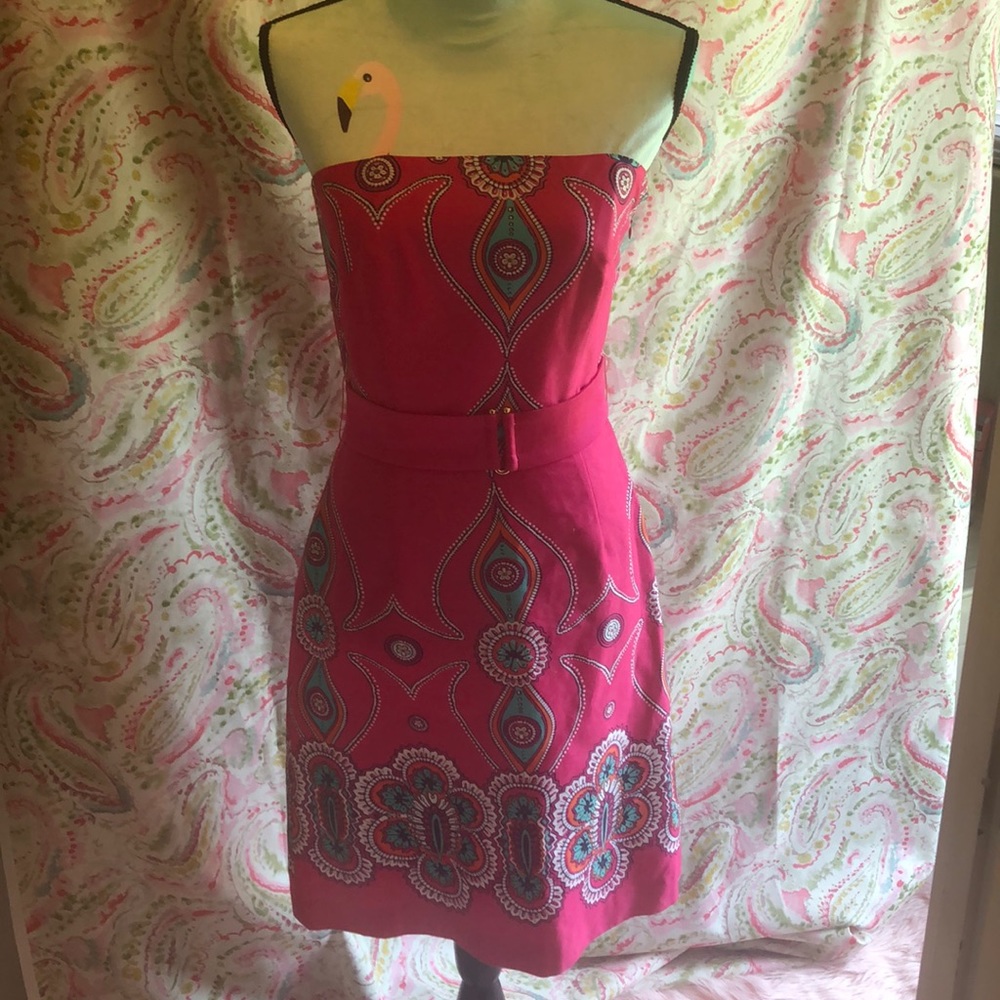 Laundry by Design Pink blue strapless dress